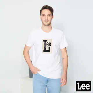 【Lee】方框植絨 Logo 男短袖T-經典白