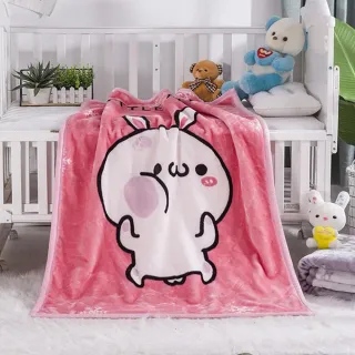 【杏屋家居】真正雙層加厚拉舍爾雲毯童毯/冷房毯/寶寶毯(粉兔兔)