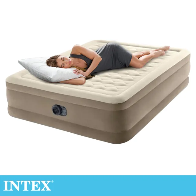 【INTEX】超厚絨豪華雙人加大充氣床-寬152cm(內建幫浦-64427)