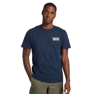 【Timberland】男款深寶石藍Logo短袖T恤(A253Q433)