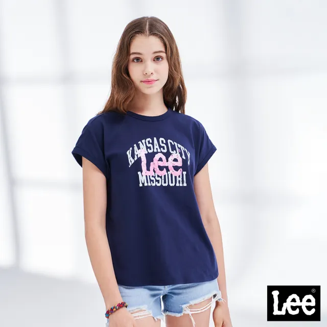 【Lee】復古Logo 女短袖T恤-海軍藍 / 季節性版型