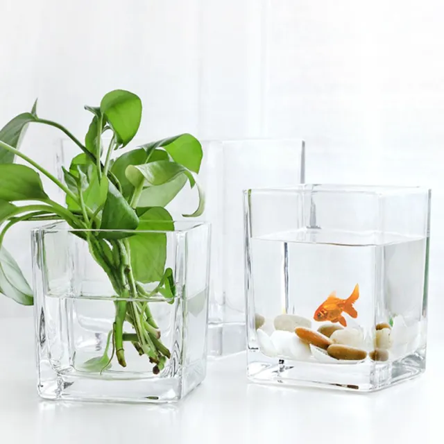 JEN】方形魚缸多用途透明玻璃花瓶花器15*15cm momo購物網- 好評推薦-2023年6月