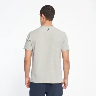 【NAUTICA】男裝 吸濕排汗立體LOGO拼接短袖T恤(灰色)