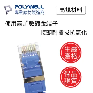 【POLYWELL】CAT6A 高速乙太網路線 S/FTP 10Gbps 30M(適合2.5G/5G/10G網卡 網路交換器 NAS伺服器)