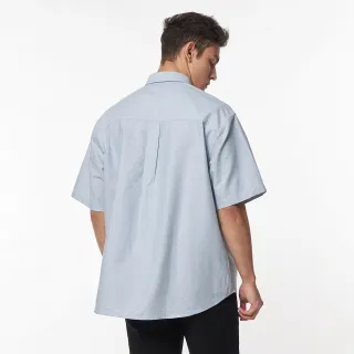 【JEEP】男裝 極簡藍白條紋短袖襯衫(藍色)
