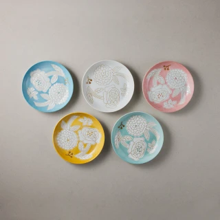 日本美濃燒 – 粉染花朵小盤 – 任選 3件組(15.3cm)