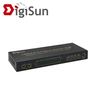 【DigiSun 得揚】UHA842 4K HDMI 2.0 四進二出矩陣切換器+音訊擷取器 SPDIF+Audio 3.5 mm