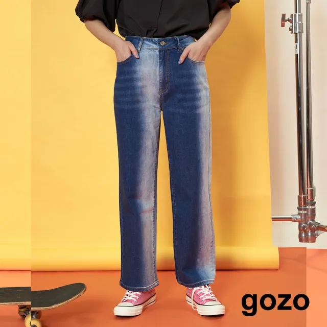 【gozo】幾何口袋直筒牛仔褲(兩色)