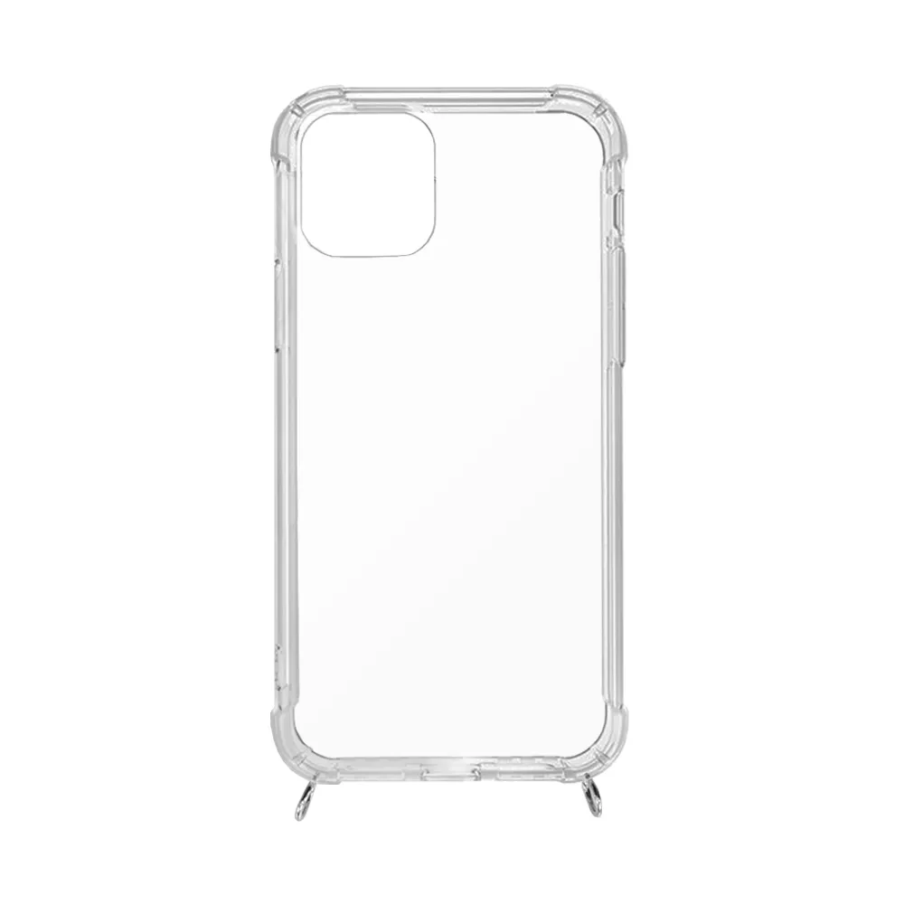 【Timo】iPhone 13 Pro Max 6.7吋 附釦四角氣墊防摔透明手機殼+背帶