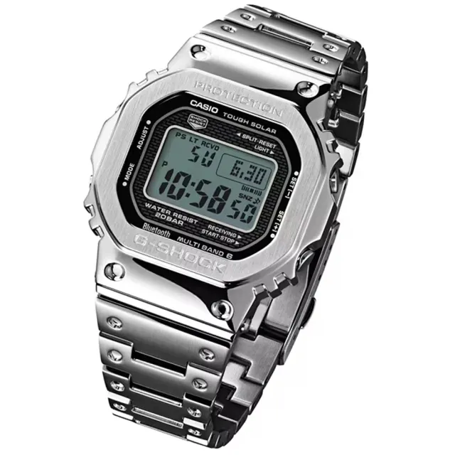 CASIO 卡西歐】G-SHOCK 全金屬太陽能智慧藍牙電波錶-銀色(GMW-B5000D-1