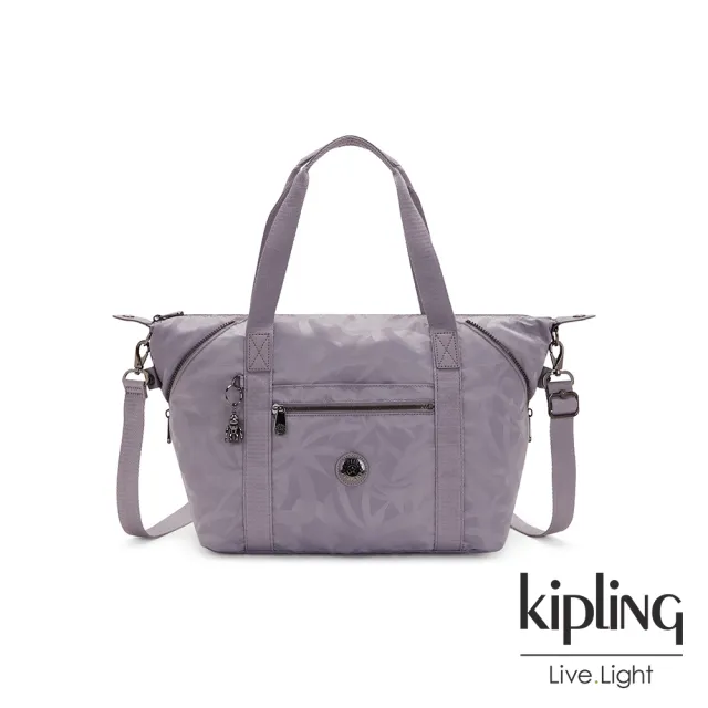 【KIPLING】薰衣草紫葉子壓紋手提側背包-ART