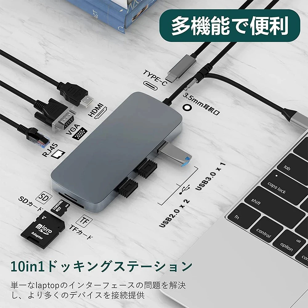 10合1 USB C 多功能集線器(HUB+HDMI+RJ45+PD+USB A)