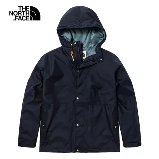 【The North Face】北面男款海軍藍防水透氣連帽衝鋒衣｜5JZJRG1