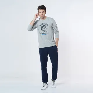 【NAUTICA】男裝 海洋風劍魚圖騰長袖T恤(灰色)