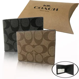 【COACH】經典LOGO 照片6卡男款短夾禮盒(多色選一)