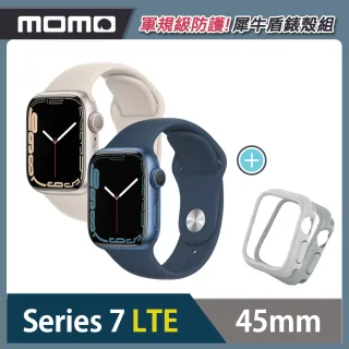 【Apple 蘋果】Apple Watch S7 LTE 45mm★犀牛盾防摔錶殼組(鋁金屬錶殼搭配運動型錶帶)