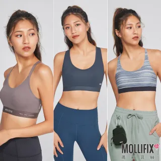 【Mollifix 瑪莉菲絲】3D防震撞色織帶運動內衣、瑜珈服(3色任選)