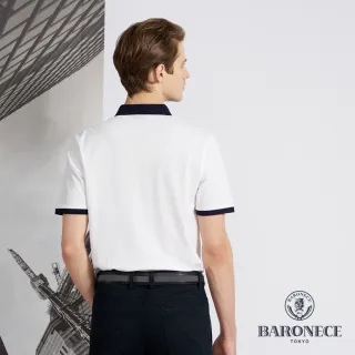 【BARONECE 百諾禮士】男款 百諾經典格系列絲光棉混紡彈性素色polo衫-白色(1198267-90)