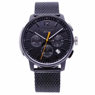 【COACH】COACH 美國頂尖精品簡約時尚三眼計時米蘭腕錶-黑-14602344
