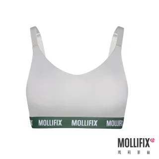 【Mollifix 瑪莉菲絲】3D防震撞色織帶運動內衣、瑜珈服(百搭灰)