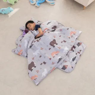 【Leafbaby】台灣製天絲幼兒園專用兒童睡墊三件組(森林熊)