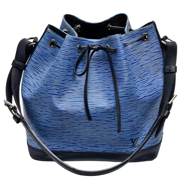 【Louis Vuitton 路易威登】M54636經典NOE系列EPI皮革束口斜背水桶包(牛仔藍/黑)