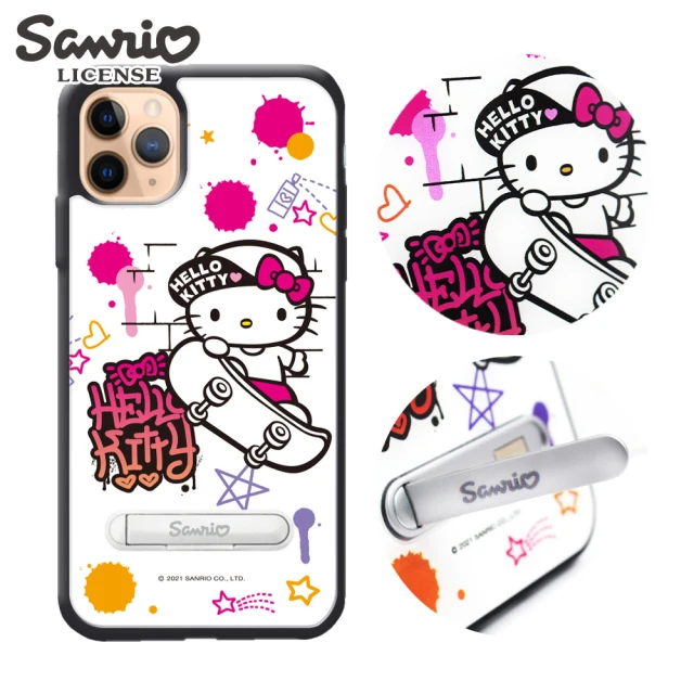 【apbs】三麗鷗 Kitty iPhone 11 Pro Max / 11 Pro / 11 減震立架手機殼(滑板凱蒂)