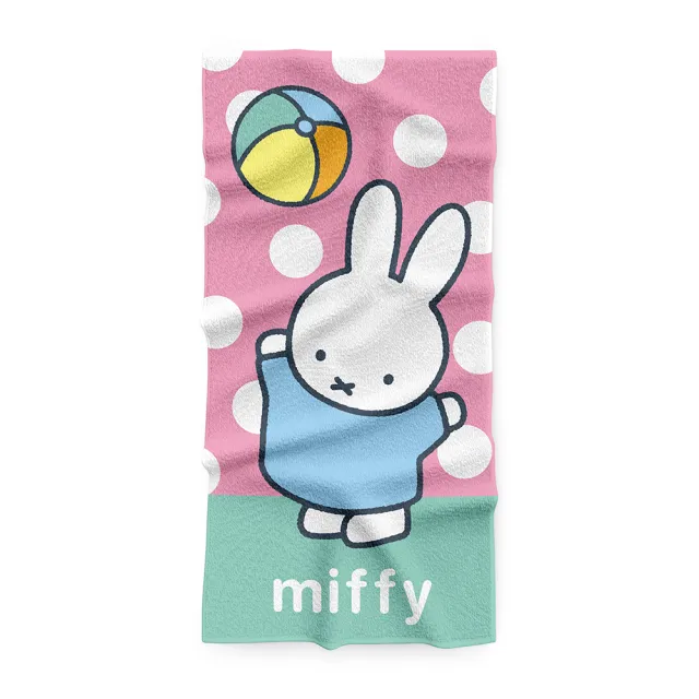【Miffy 米飛兔】加大純棉剪絨浴巾 粉色 75x150cm(100%純棉)