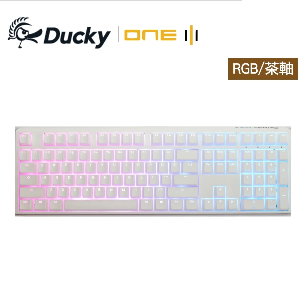 One 3 RGB 白 100% 機械式鍵盤(茶軸 中文 PBT)