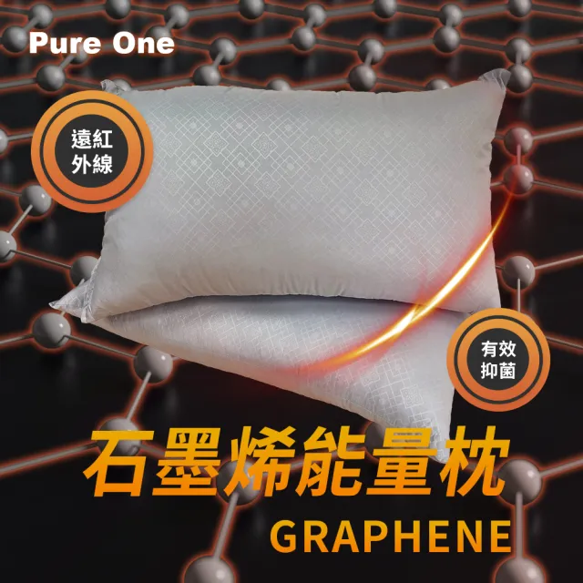 【Pure One】買1送1 台灣製石墨烯遠紅外線能量枕(羽絲絨舒眠枕 抑菌抗菌枕頭 Pureone)