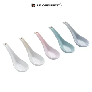 【Le Creuset】瓷器悠然恬靜系列中式湯匙組5入(棉花白/蛋白霜/貝殼粉/海洋之花/迷霧灰)