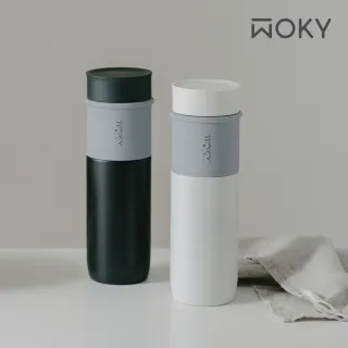 【WOKY 沃廚-買1送1】極簡輕量陶瓷保溫瓶580ml(送陶瓷牛奶杯800ml)
