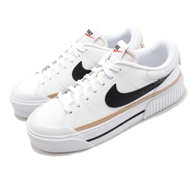 【NIKE 耐吉】休閒鞋 Wmns Court Legacy Lift 女鞋 白 黑 咖啡 厚底 增高 拼接(DM7590-100)