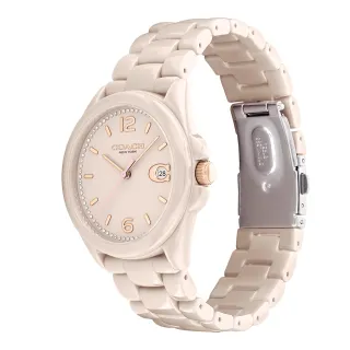 【COACH】優雅質感陶瓷晶鑽腕錶-36mm/奶茶色(14504065)