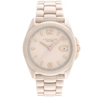 【COACH】優雅質感陶瓷晶鑽腕錶-36mm/奶茶色(14504065)