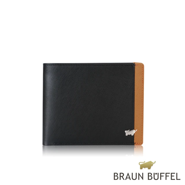 【BRAUN BUFFEL 德國小金牛】台灣總代理 泰德 4卡零錢袋皮夾-黑色(BF393-315-BK)