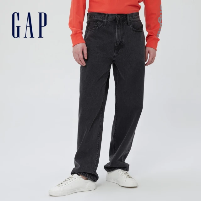 GAP【GAP】男裝 純棉寬鬆潮流牛仔褲(462869-水洗黑)