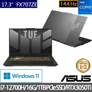 【ASUS 華碩】TUF Gaming FX707ZE 17.3吋電競特仕筆電-灰(i7-12700H16G1TB PCIe SSDRTX3050Ti 4GW11)