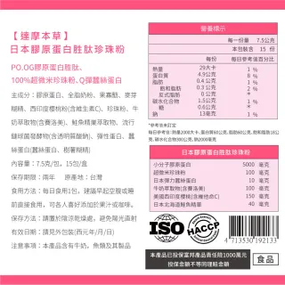 【達摩本草】日本膠原蛋白胜肽珍珠粉 x6盒-15包/盒(完美素顏、青春美麗)