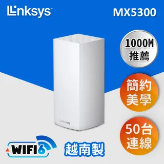【Linksys】Velop AX5300 三頻 Mesh WIFI6 路由器/分享器(MX5300-AH)