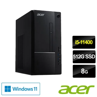 【Acer 宏碁】Aspire TC-1650 i5 六核電腦(i5-11400/8G/512G PCIe SSD/Win11)