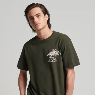 【Superdry】男裝 短袖T恤 VTG TANGLED UIB(橄欖綠)