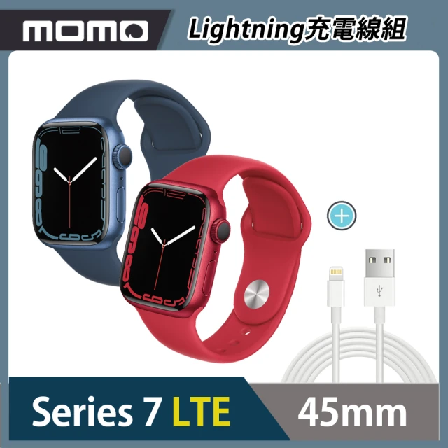 充電線組★【Apple 蘋果】Apple Watch S7 45公釐 LTE版(鋁金屬錶殼配運動錶帶)