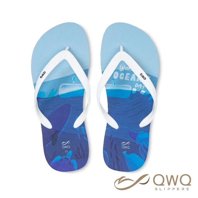 【QWQ】男款防滑防水夾腳拖鞋 室外人字拖雨鞋 阿脆-世界海洋日(AIAW10112)