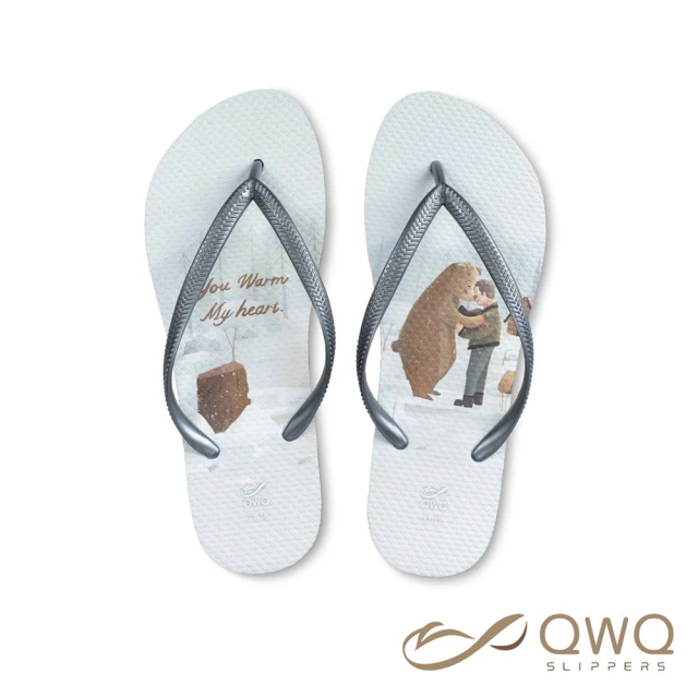 【QWQ】女款防滑防水夾腳拖鞋 阿脆-熊與飛行員 室外人字拖雨鞋(AIAW00208)