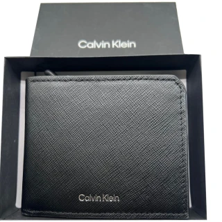 【Calvin Klein 凱文克萊】新改款 CK 經典零錢袋雙夾層男短夾禮盒組-帥氣黑(黑色)