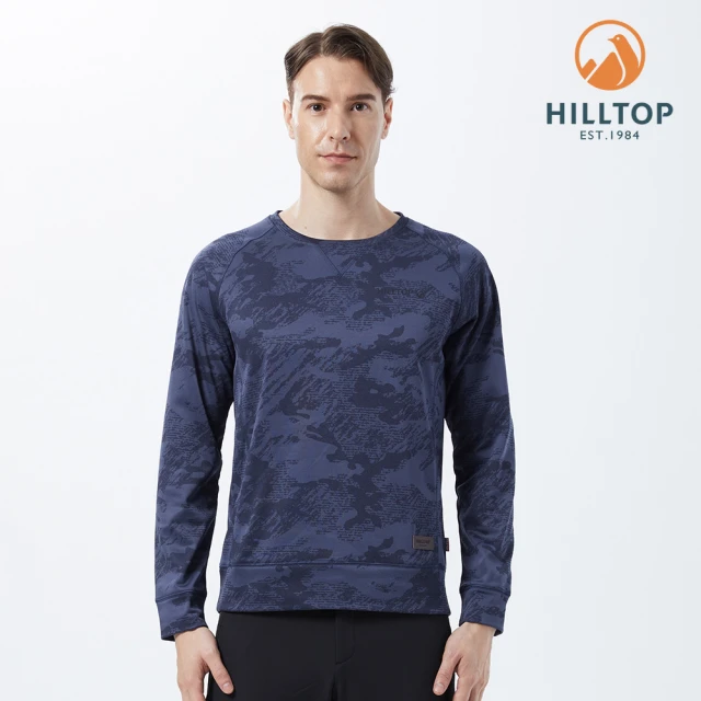 Hilltop 山頂鳥【Hilltop 山頂鳥】Quotidian Casual Polygiene 男款抗菌緹花保暖刷毛衣 PH51XMK1 藍