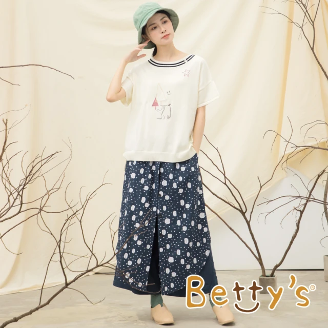 betty’s 貝蒂思【betty’s 貝蒂思】印花布前排釦褲裙(藍色)