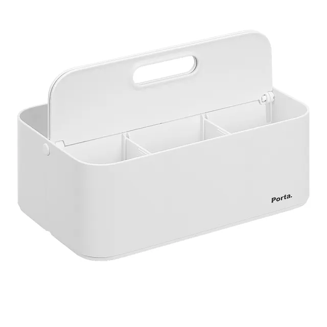 【LITEM 里特】Porta手提可翻摺堆疊整理盒/白色(收納盒/小物收納箱/手提式/居家寢室/可堆疊)