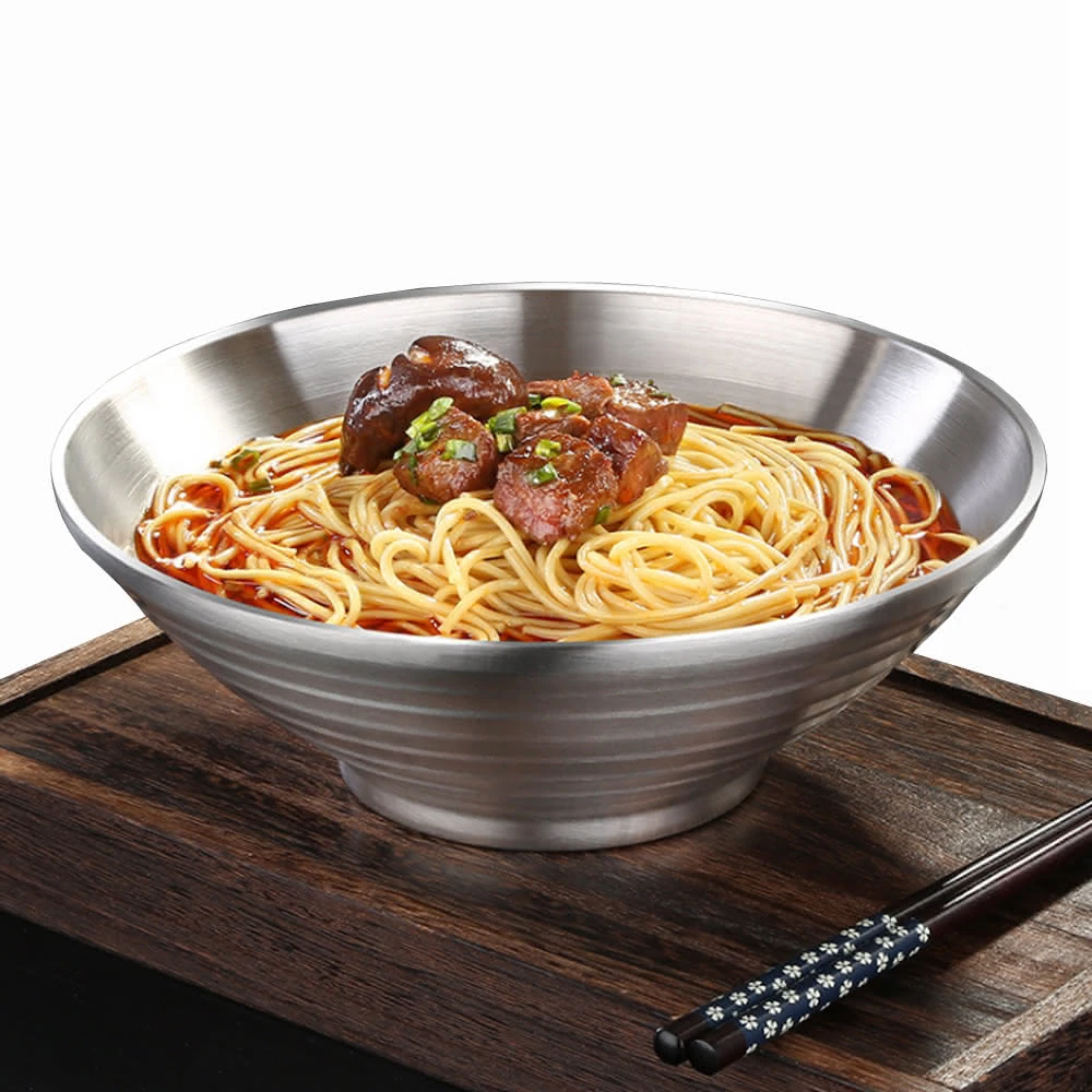 餐具用品304不鏽鋼飯碗湯碗泡面碗防燙拉麵碗小號碗(24CM E128-1)